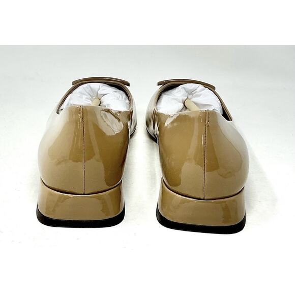 🆕Tory Burch GEORGIA Pointed Toe Flats Almond Flour Beige Patent Leather Size 7.5 - Picture 5 of 11